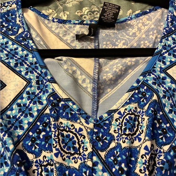 Blue and White Geometric Maxi Dress New Directions EUC - Picture 3 of 7